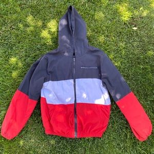 red white and blue windbreaker